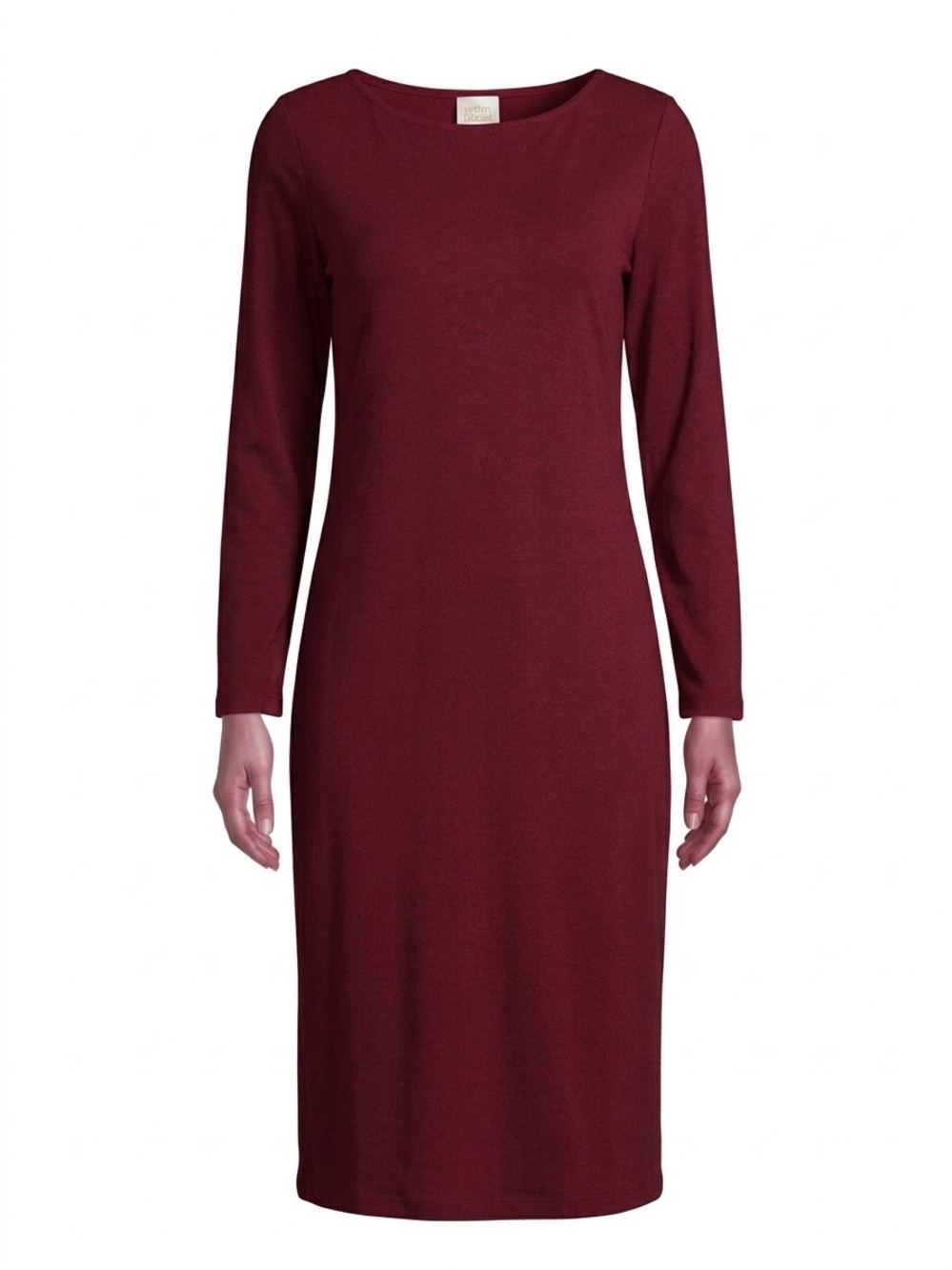 NWT Wild Fable Long Sleeve Boatneck Midi Dress Deep Red XL Fall Minimalist Cozy